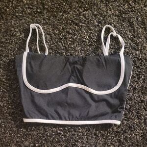Stylish Black Crop Top with White Trim